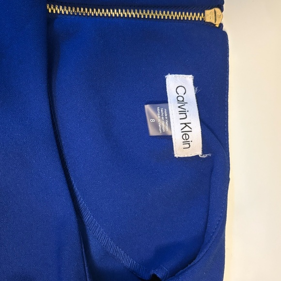 CALVIN KLEIN ROYAL BLUE  PEPLUM SHEATH BELL SLEEVE MIDI DRESS SUMMER TRAVEL SZ 8 - Picture 6 of 6